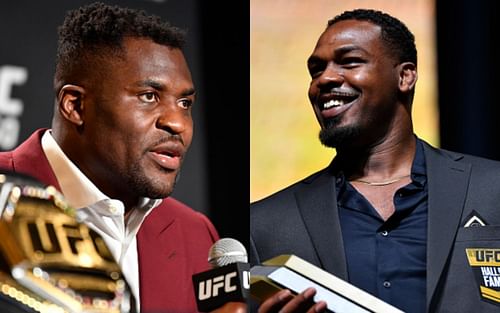 Francis Ngannou (left); Jon Jones (right)