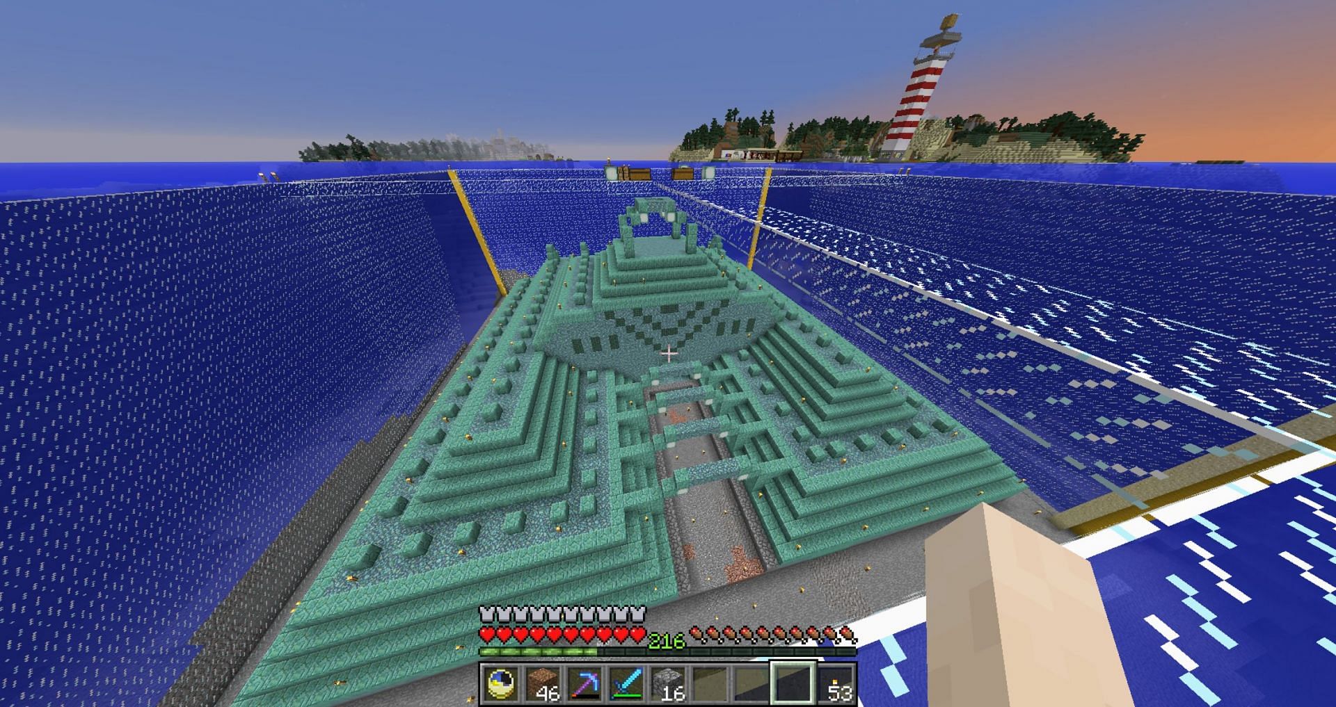 Draining a monument of water will leave its inhabitants relatively helpless (Image via Mojang)