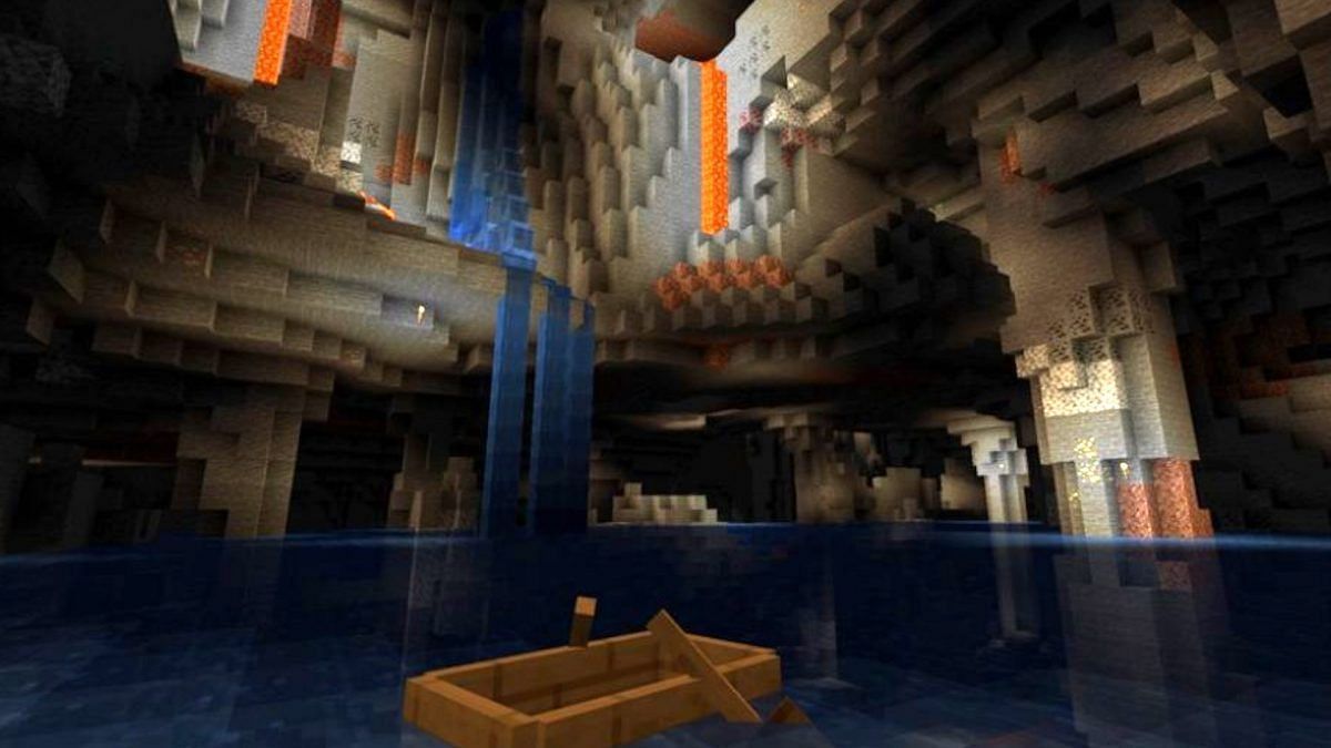 Cheese caves are the biggest of the new caves (Image via Minecraft)