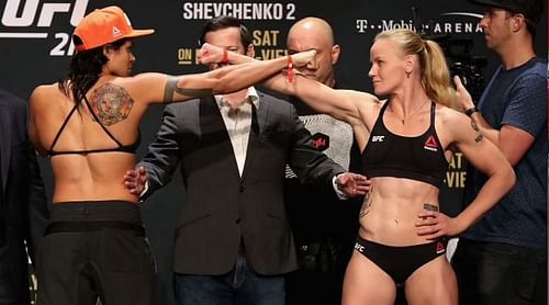 Amanda Nunes (left) and Valentina Shevchenko (right)