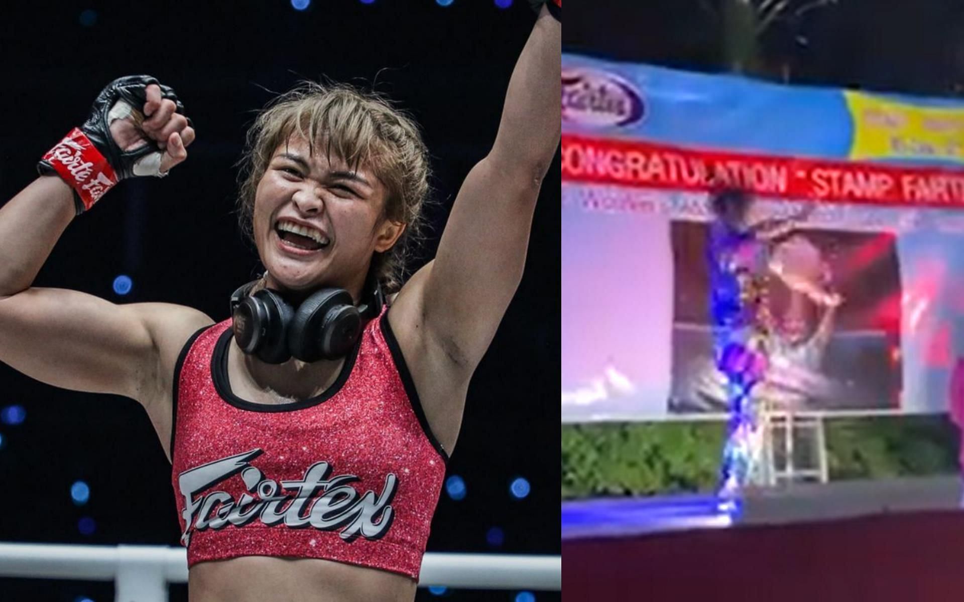 Stamp Fairtex showing her moves on stage | [Photos: ONE Championship/YouTube]