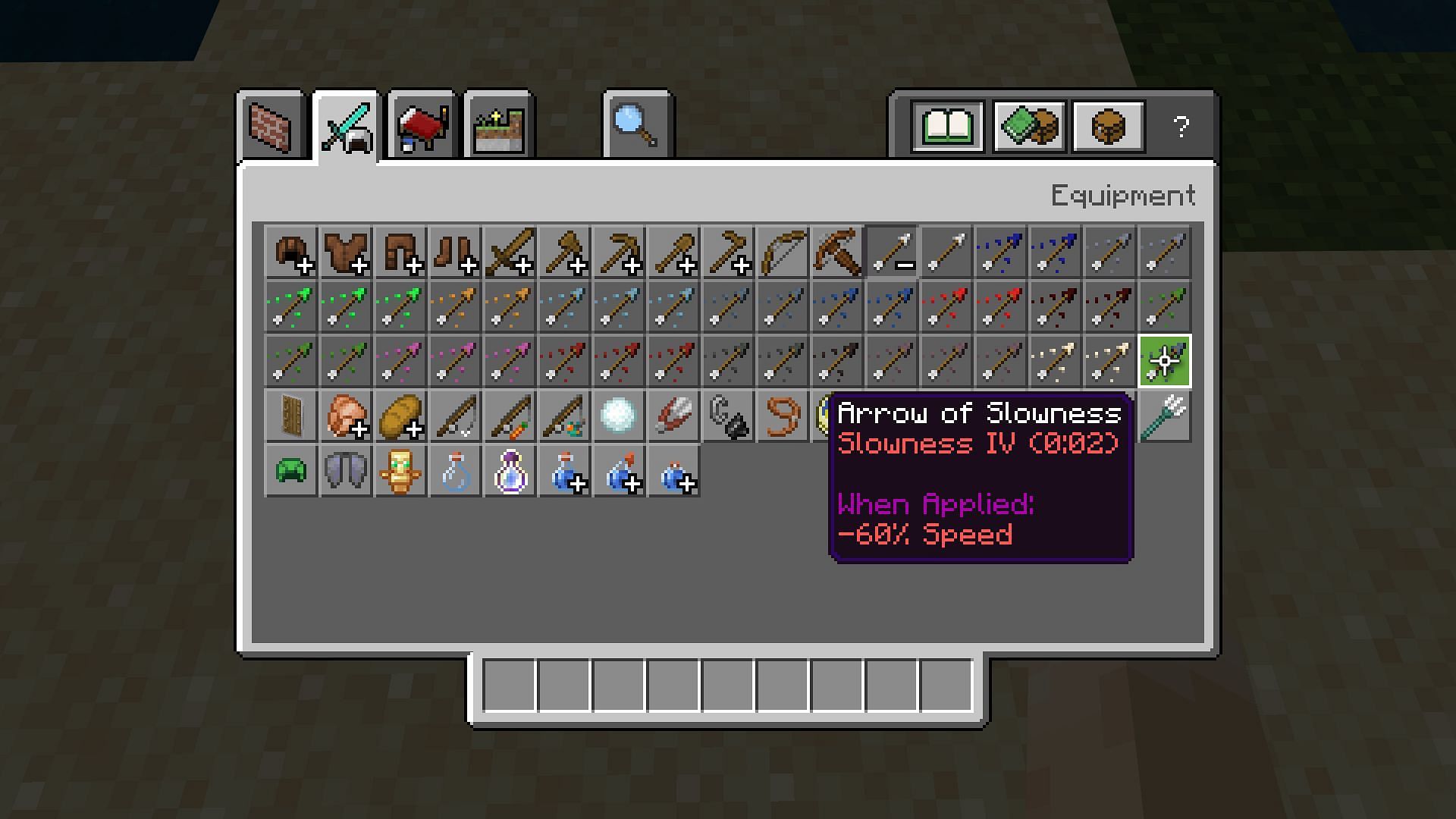 Slowness arrows hinder a target&#039;s movement speed (Image via Mojang)