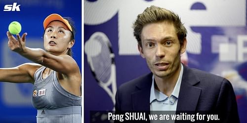 Nicolas Mahut (R) has won hearts with his nice gesture towards Peng Shuai (L) 