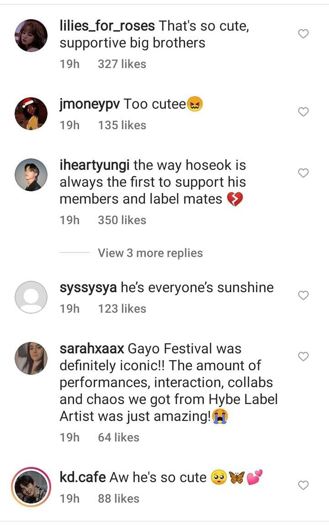 Comments under an Instagram post about J-Hope&#039;s story (Image via Sportskeeda)