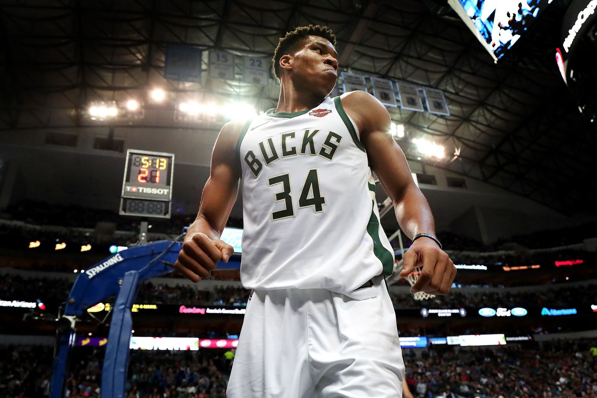 Giannis Antetokounmpo #34 of the Milwaukee Bucks.