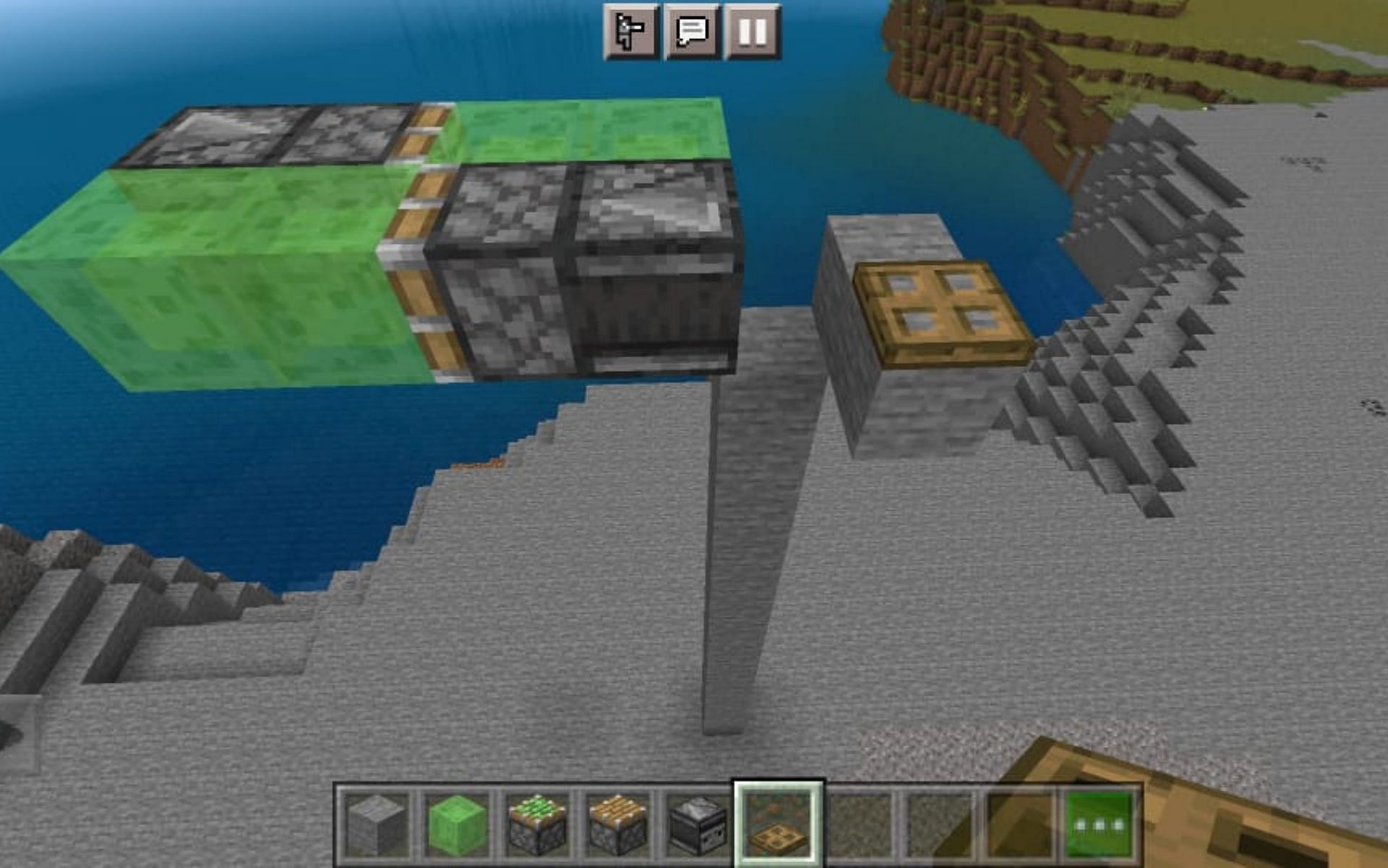 Put any block or a trap door near the mouth of the observer to start the machine (Image via Minecraft)
