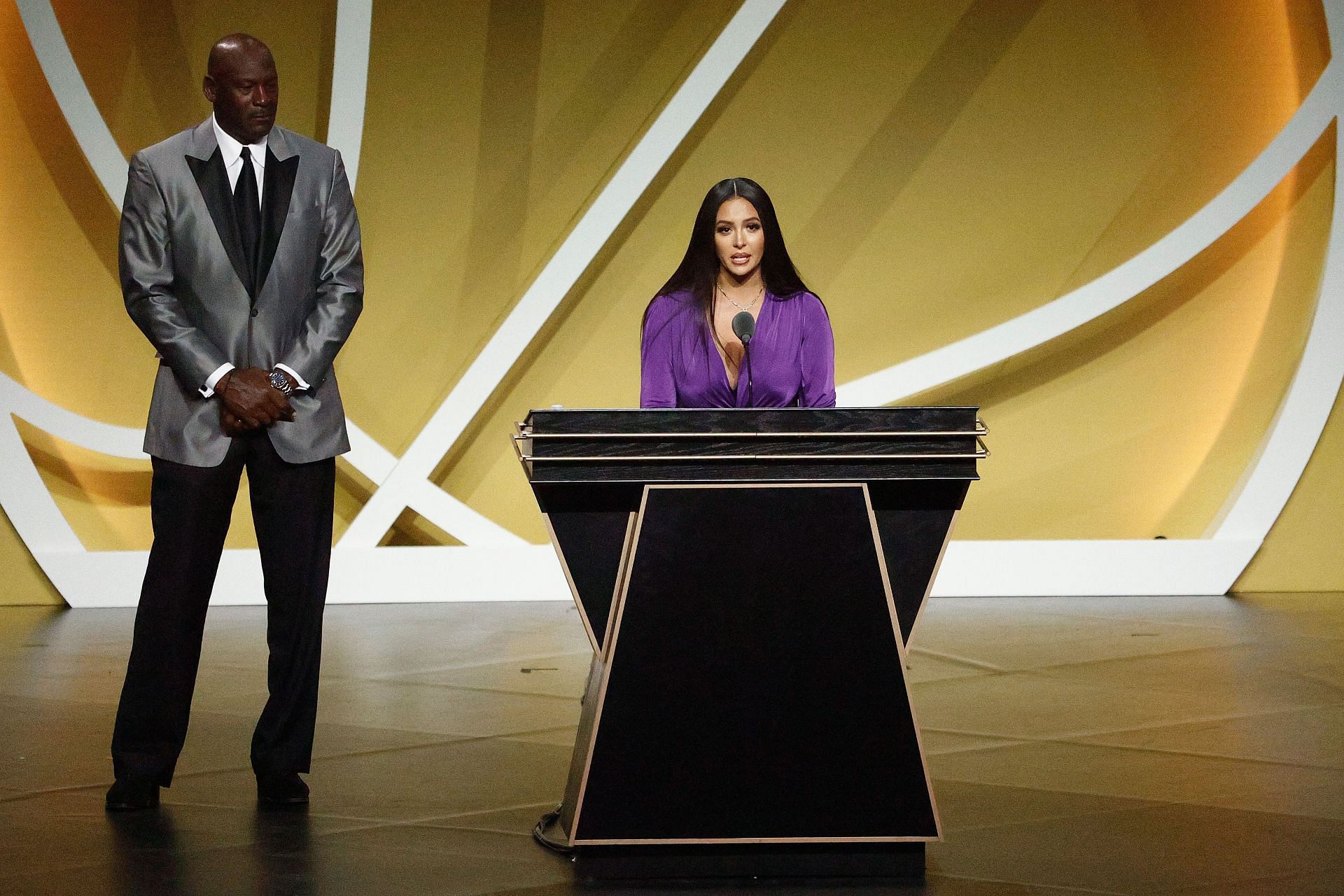 Michael Jordan at the 2021 Basketball Hall of Fame Enshrinement Ceremony