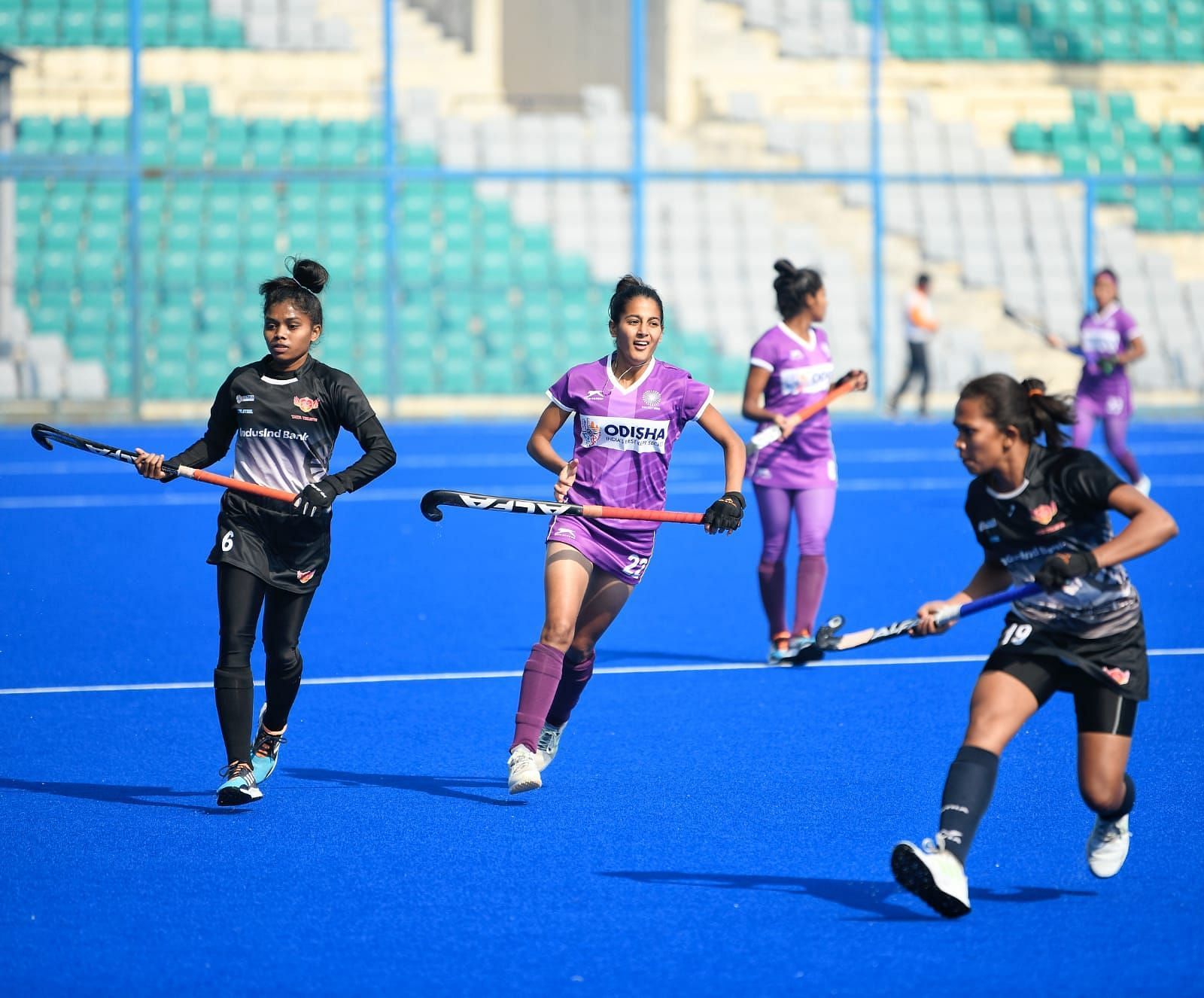 The Indian junior hockey team in action at the Khelo India U-21 Women&#039;s Hockey League. (PC: SAI)