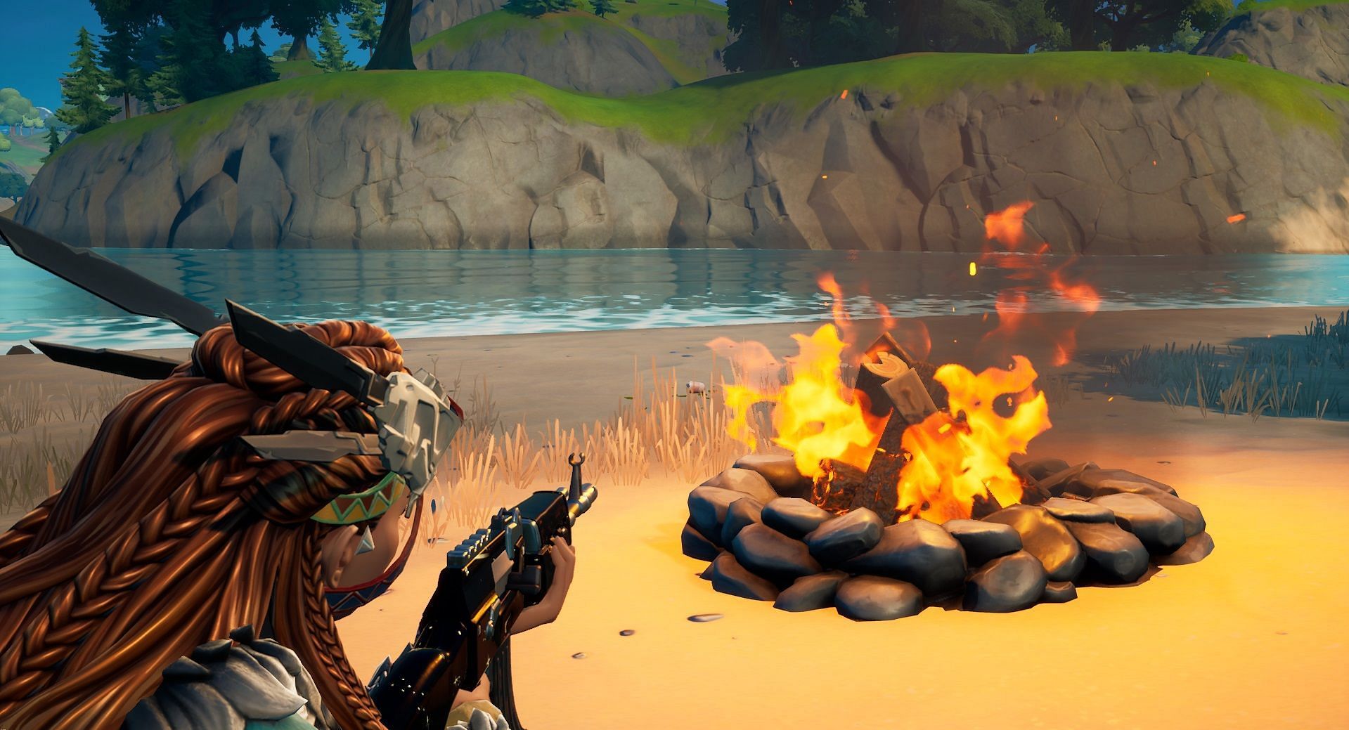 Campfires can be found all over the Fortnite map in Chapter 3 for quick heals (Image via Epic Games)