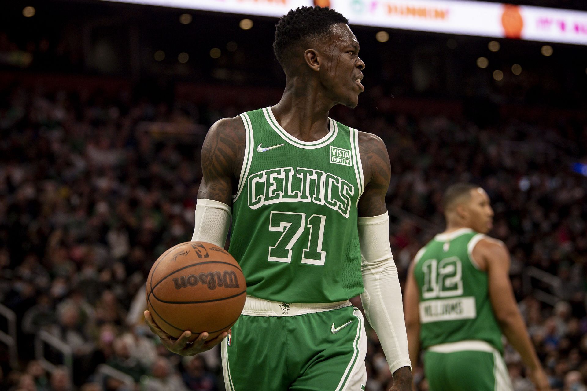 Dennis Schroder with the Boston Celtics against his former team, the LA Lakers