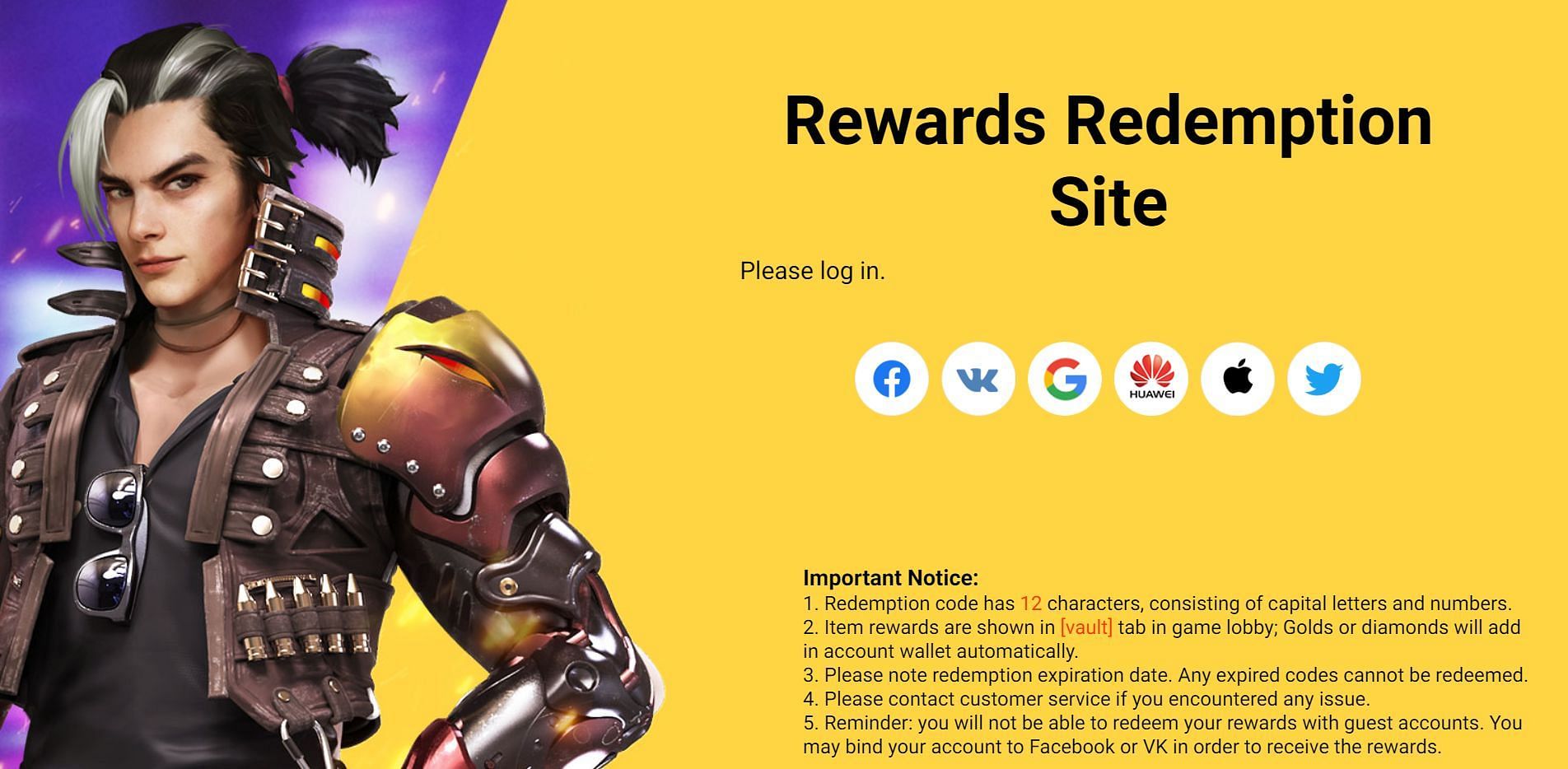 Guest accounts cannot use redeem code (Image via Free Fire)