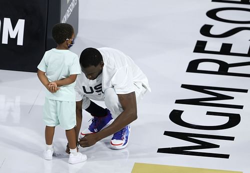 Golden State Warriors star Draymond Green with his son Draymond Jr.