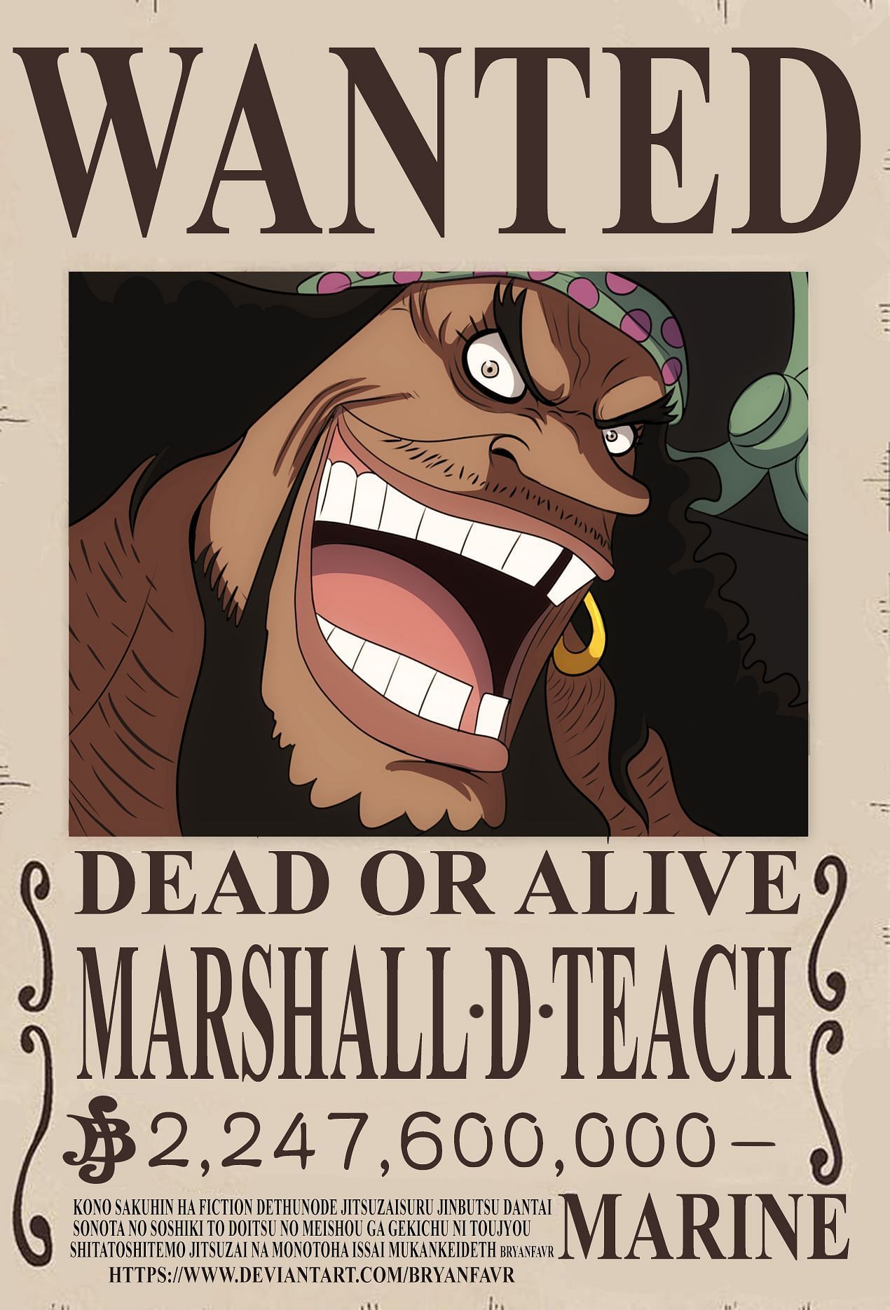 Blackbeard wanted poster (Image via bryanfavr, DeviantArt)