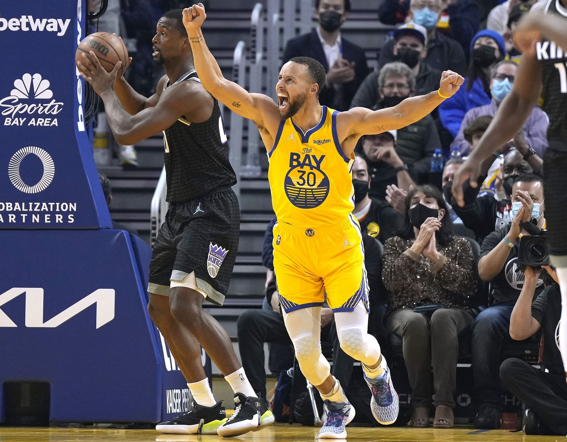 Steph Curry in action during Sacramento Kings v Golden State Warriors
