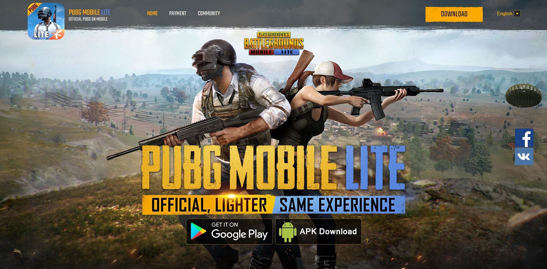 Clicking the APK download button will commence the download (Image via PUBG Mobile Lite)