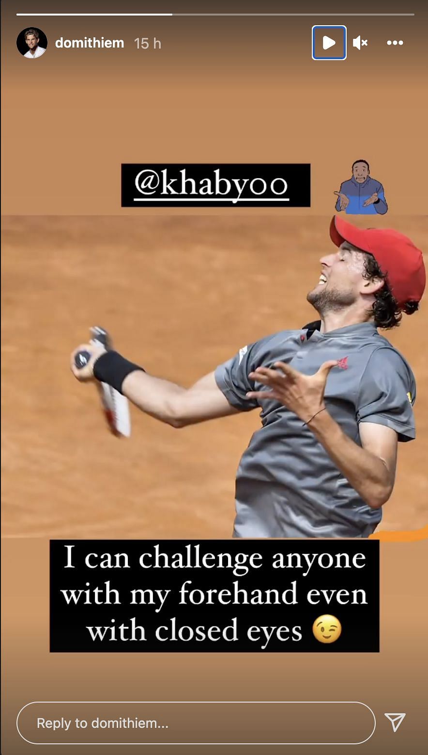 Dominic Thiem's story on Instagram where he tagged Khaby Lame