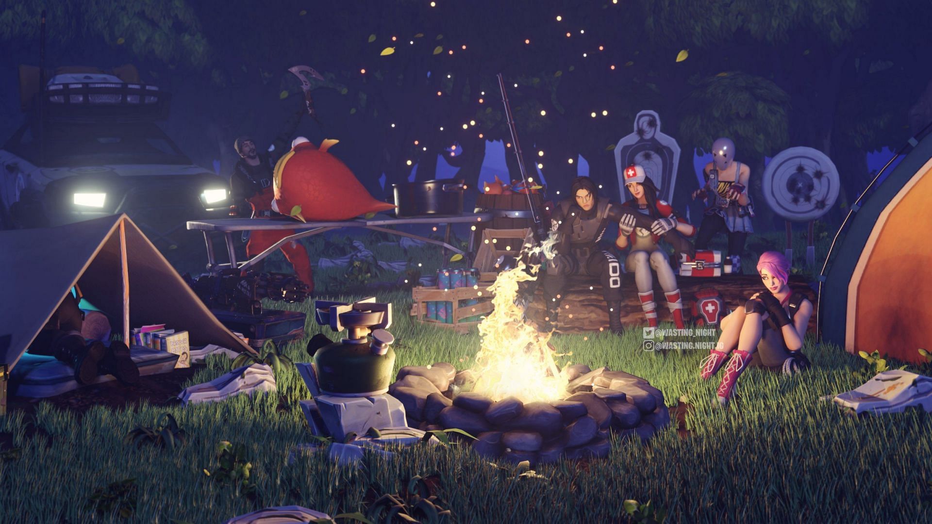 Campfires in Fortnite warm the body and the soul (Image via Twitter/Wasting_Night)