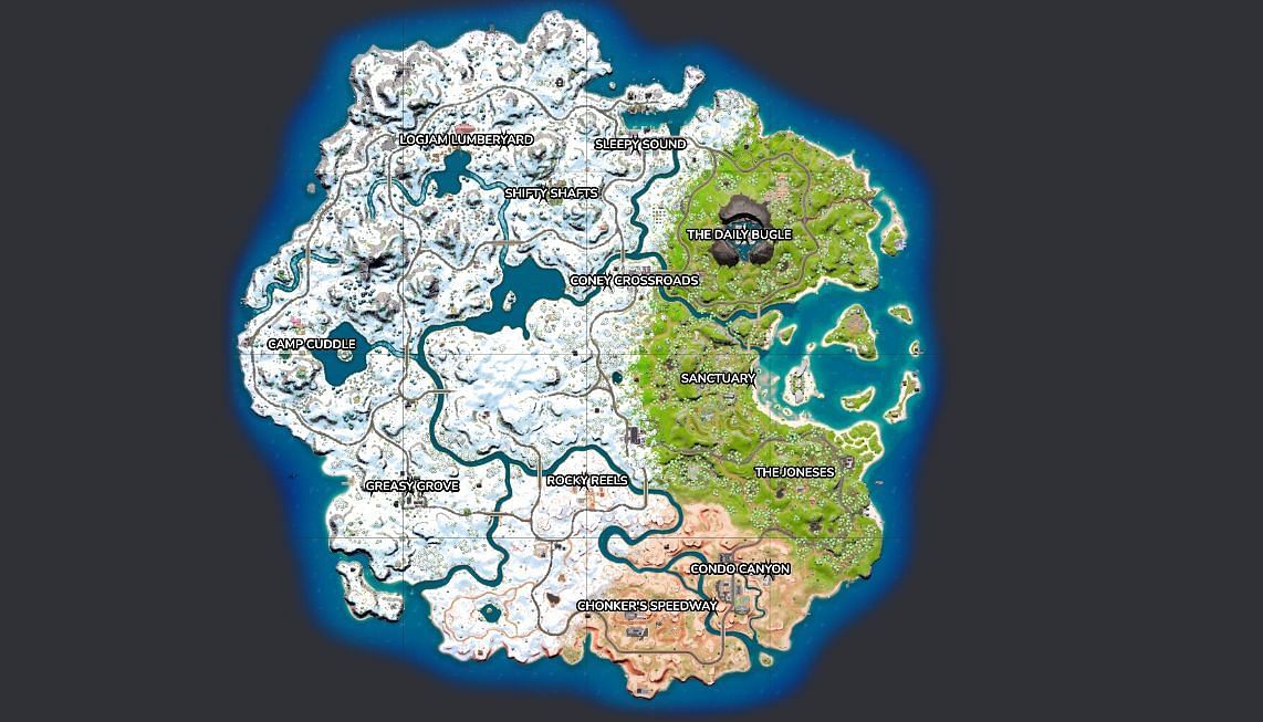 Named Locations in Fortnite Chapter 3 Season 1(Image via Fortnite.gg)