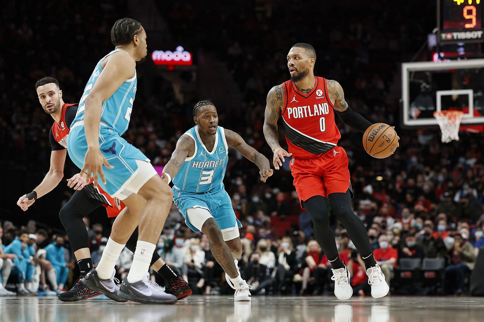 Damian Lillard in action against the Charlotte Hornets