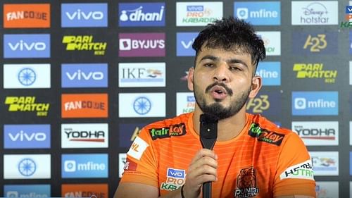 Monu Goyat during a press conference - Image Courtesy: Puneri Paltan Twitter