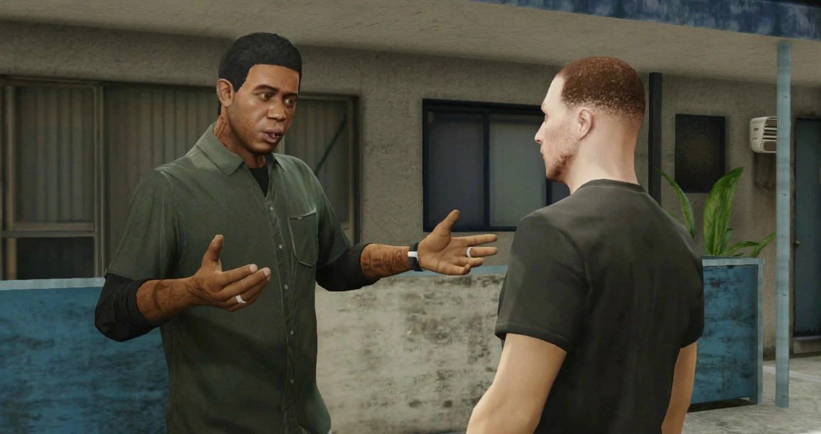 Lamar meeting the GTA Online Protagonist (Image via Rockstar Games)