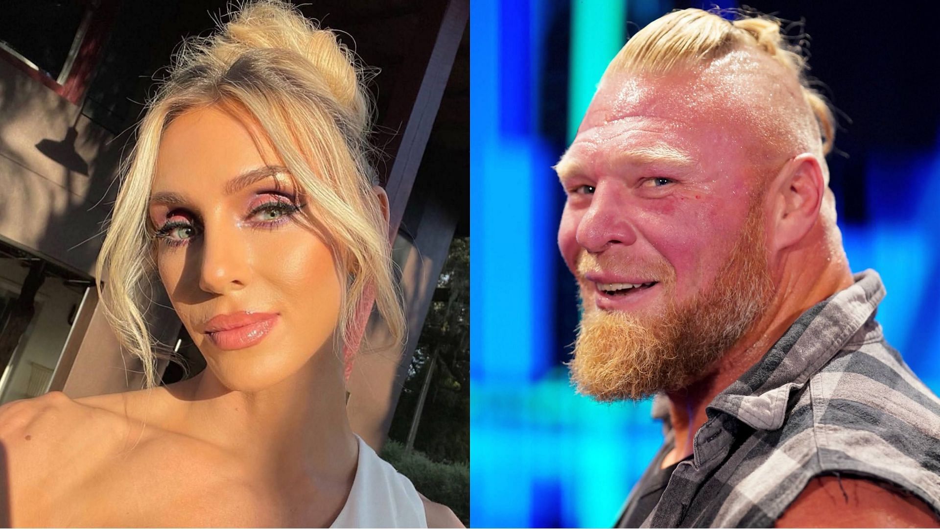 Charlotte Flair (left) and Brock Lesnar (right)