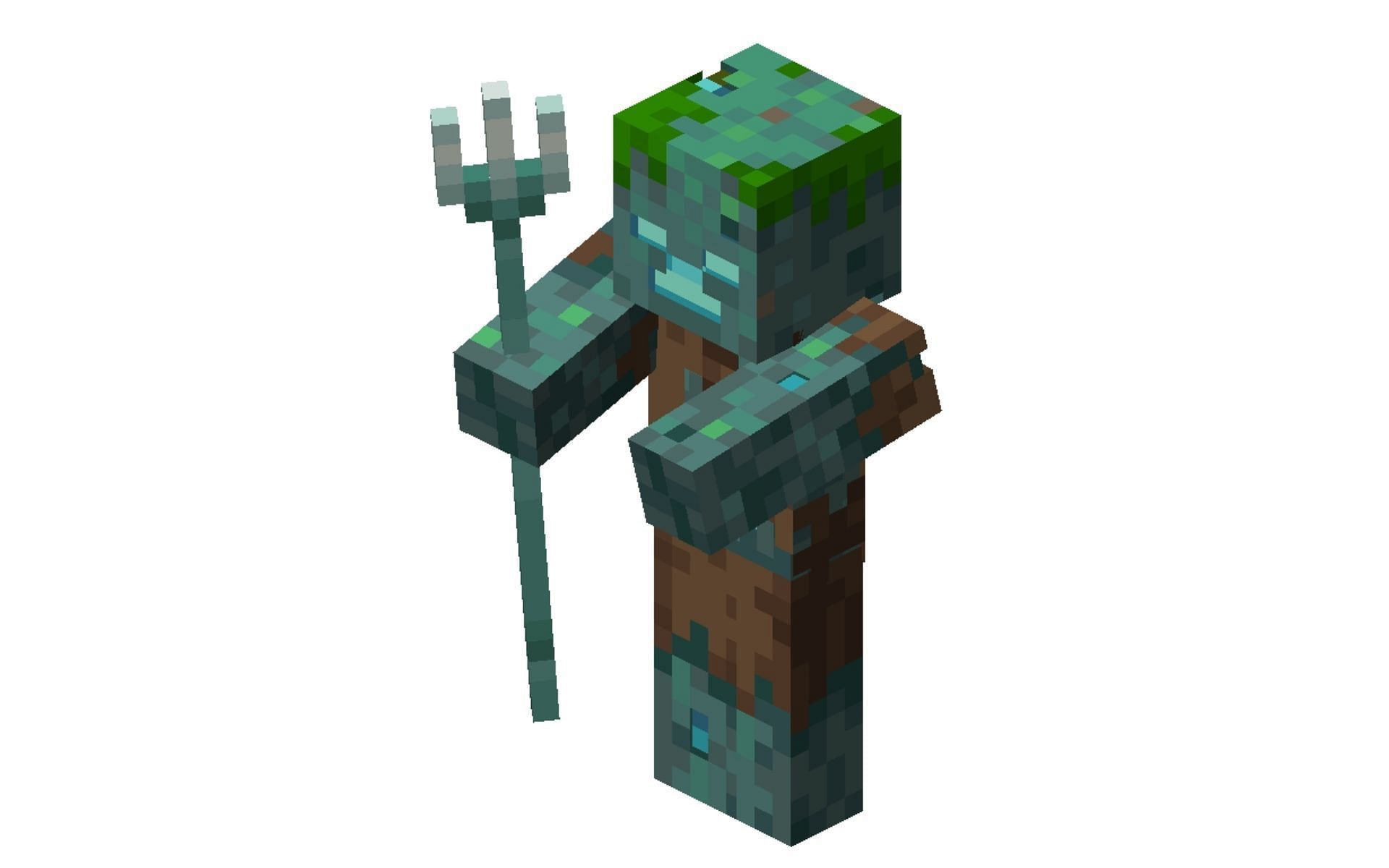 Drowned holding a Trident (Image via Minecraft Wiki)
