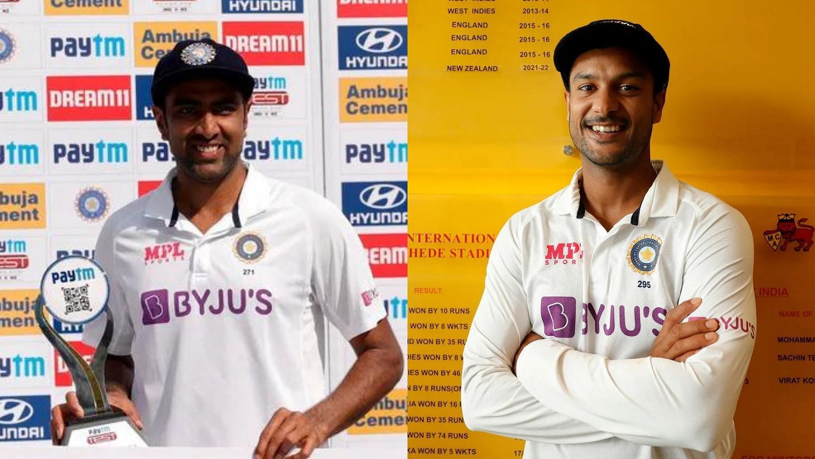 Ravichandran Ashwin (L) and Mayank Agarwal gain big in ICC men&#039;s Test rankings. (PC: BCCI)