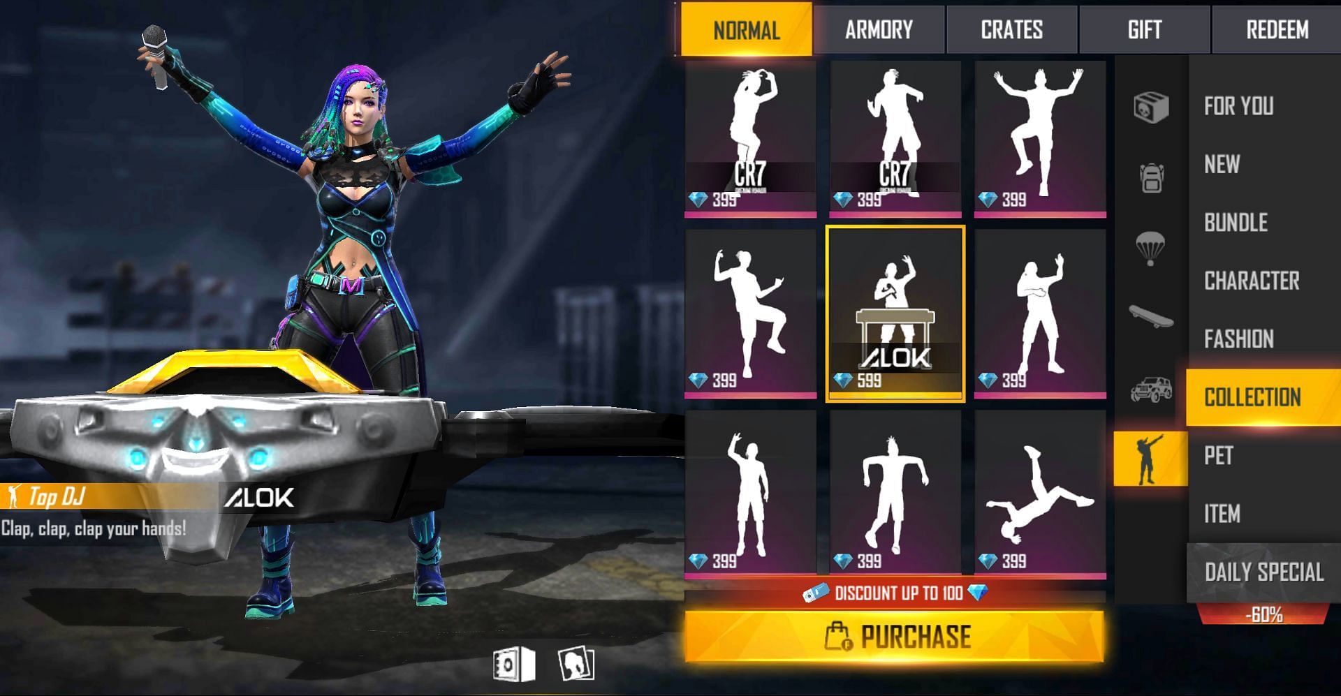 This Legendary emote costs 599 diamonds (Image via Free Fire)