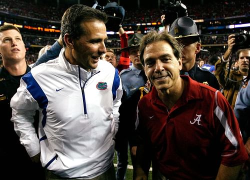 Head coaches Urban Meyer and Nick Saban