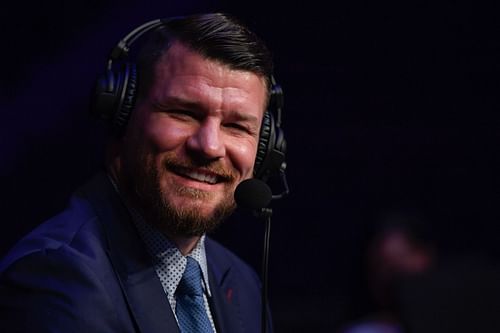 Michael Bisping behind the announce table