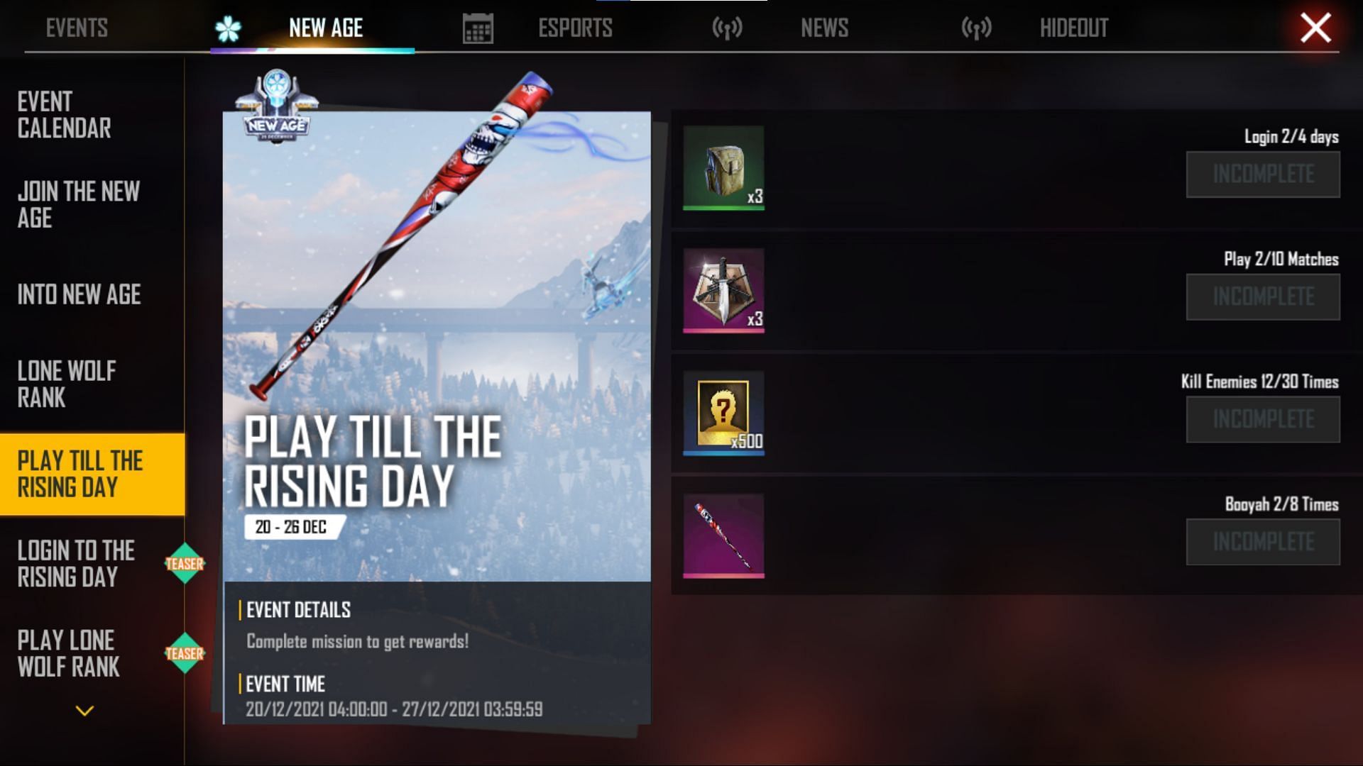 Play Till the Rising Day (Image via Free Fire)