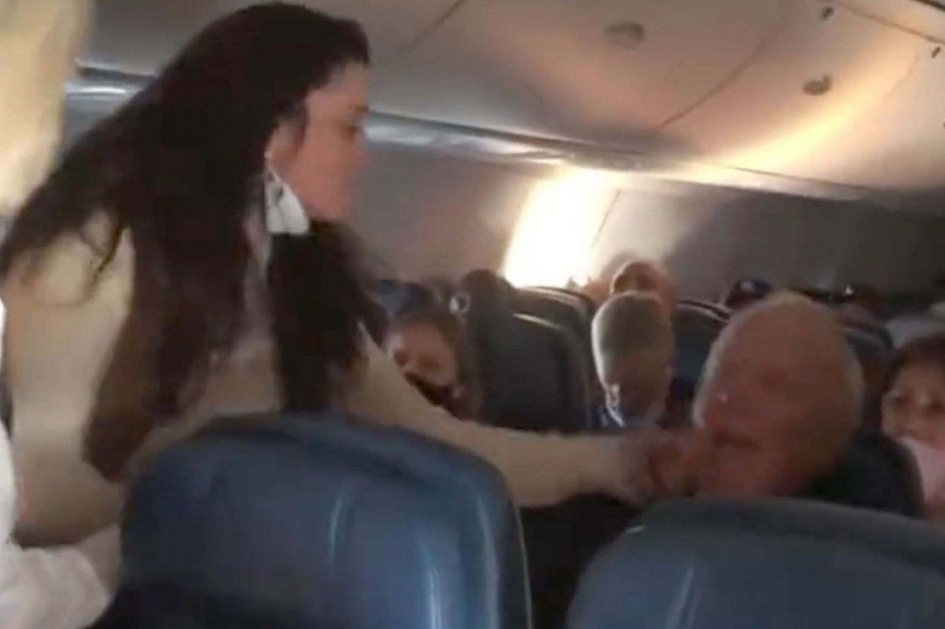Patricia Cornwall assaulting a flight passenger