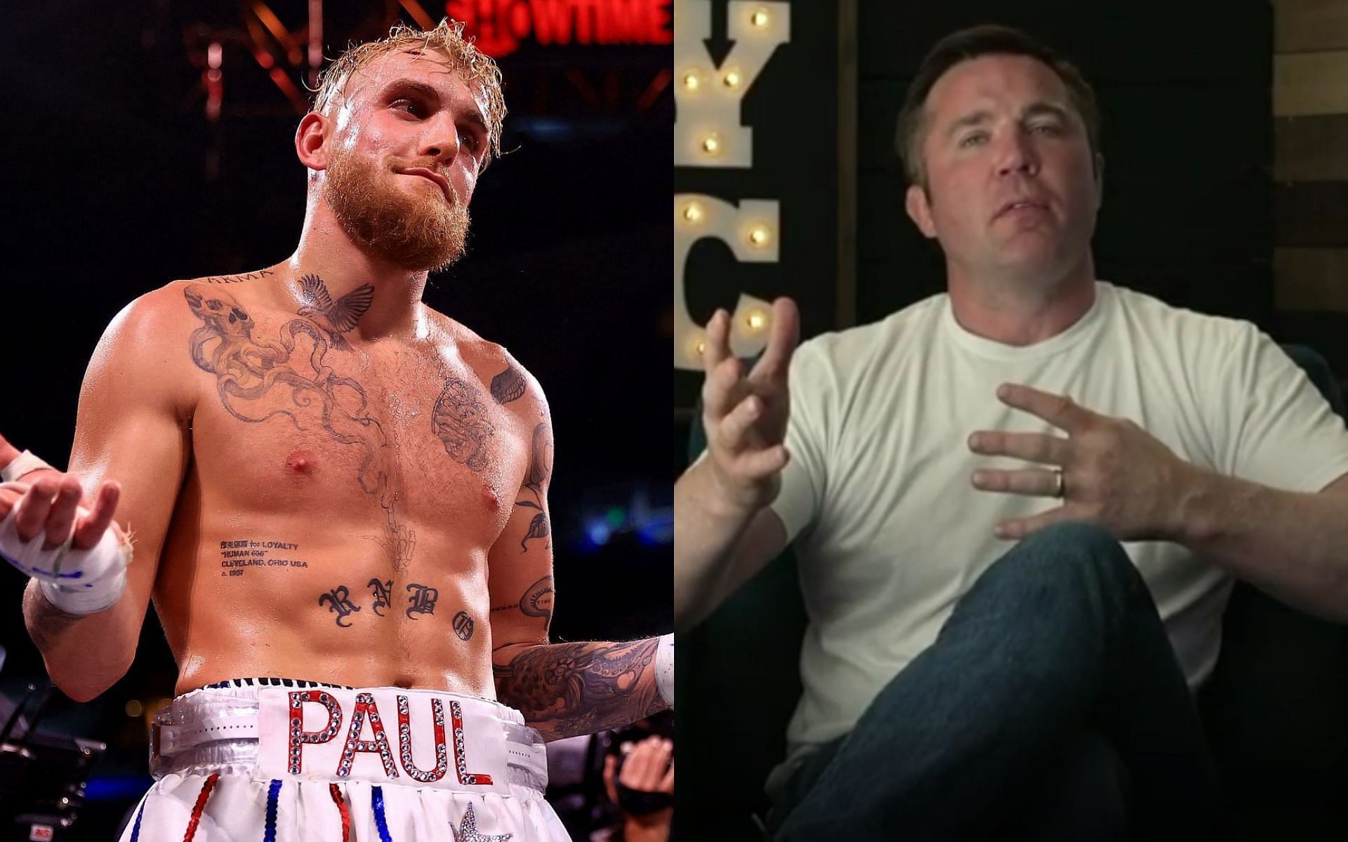 Jake Paul (left) and Chael Sonnen (right) [Right photo via YouTube.com]