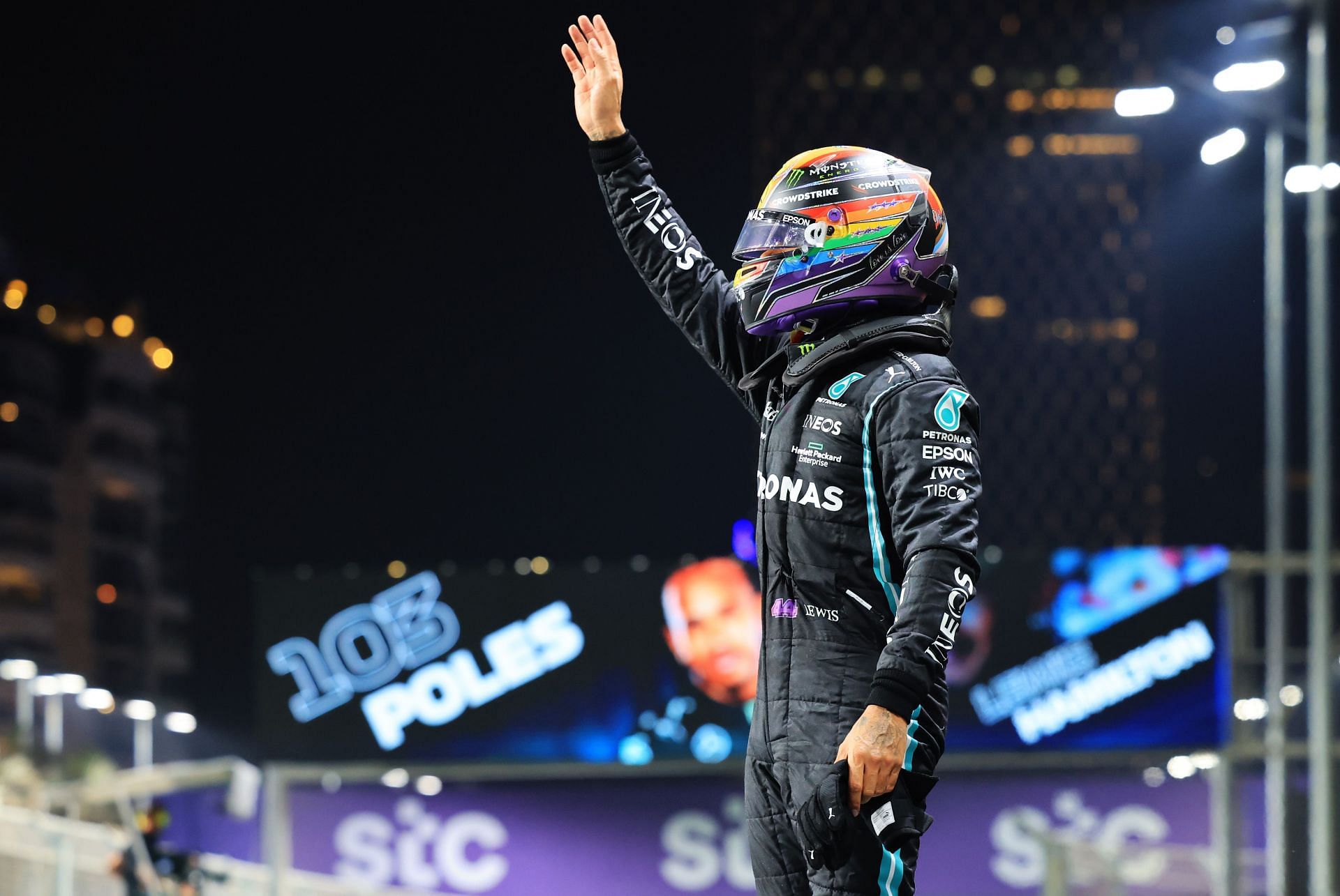 F1 Grand Prix of Saudi Arabia - Lewis Hamilton takes pole position in the qualifying session on Sunday.