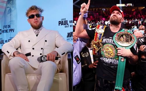 YouTuber-turned-boxer Jake Paul (left) and WBC heavyweight boxing champion Tyson Fury (right)