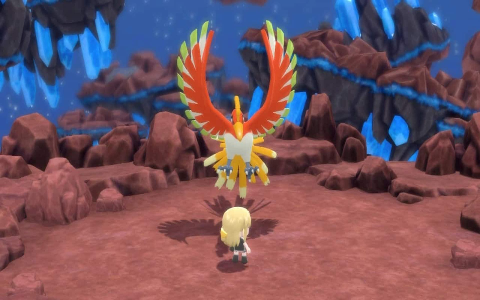 A player encountering Ho-Oh in Pokemon Brilliant Diamond. (Image via ILCA)