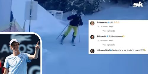 Jannik Sinner and the comments on his skiing video.