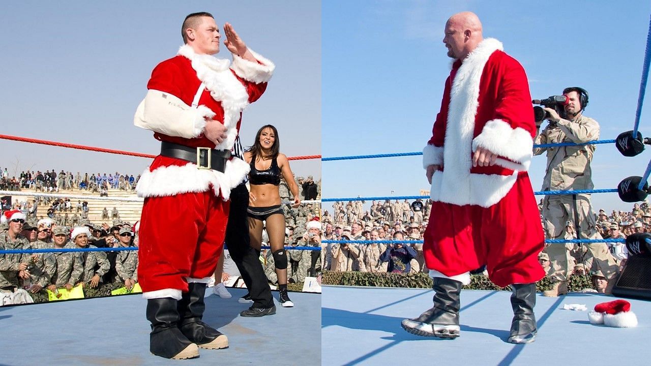 John Cena and Stone Cold entertained the WWE Universe dressed as Santa Claus