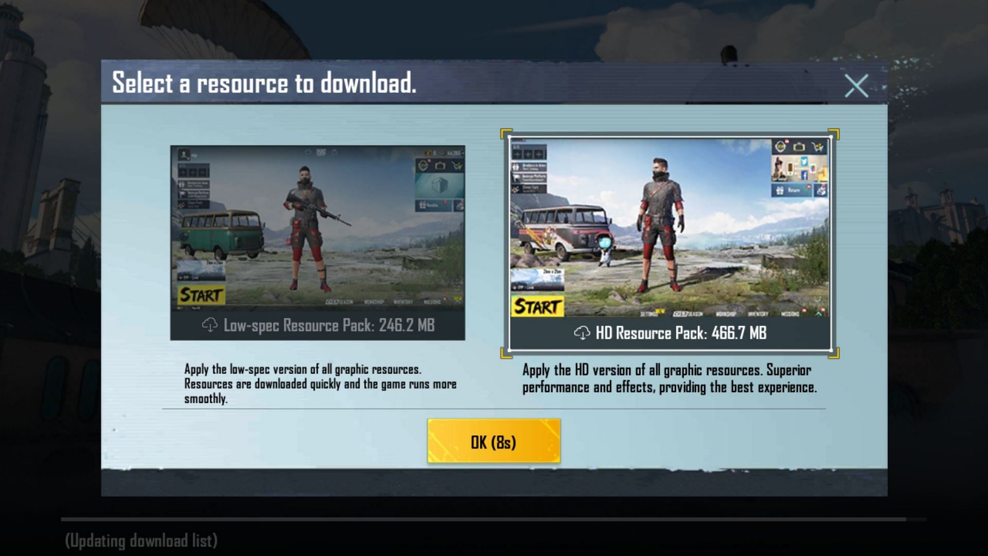 The two resource packs (Image via PUBG Mobile)