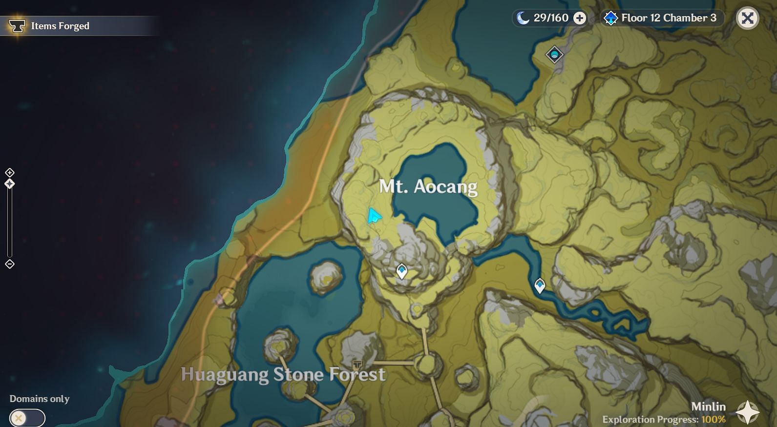 Location of Crimson Fox on the map (Image via Genshin Impact)