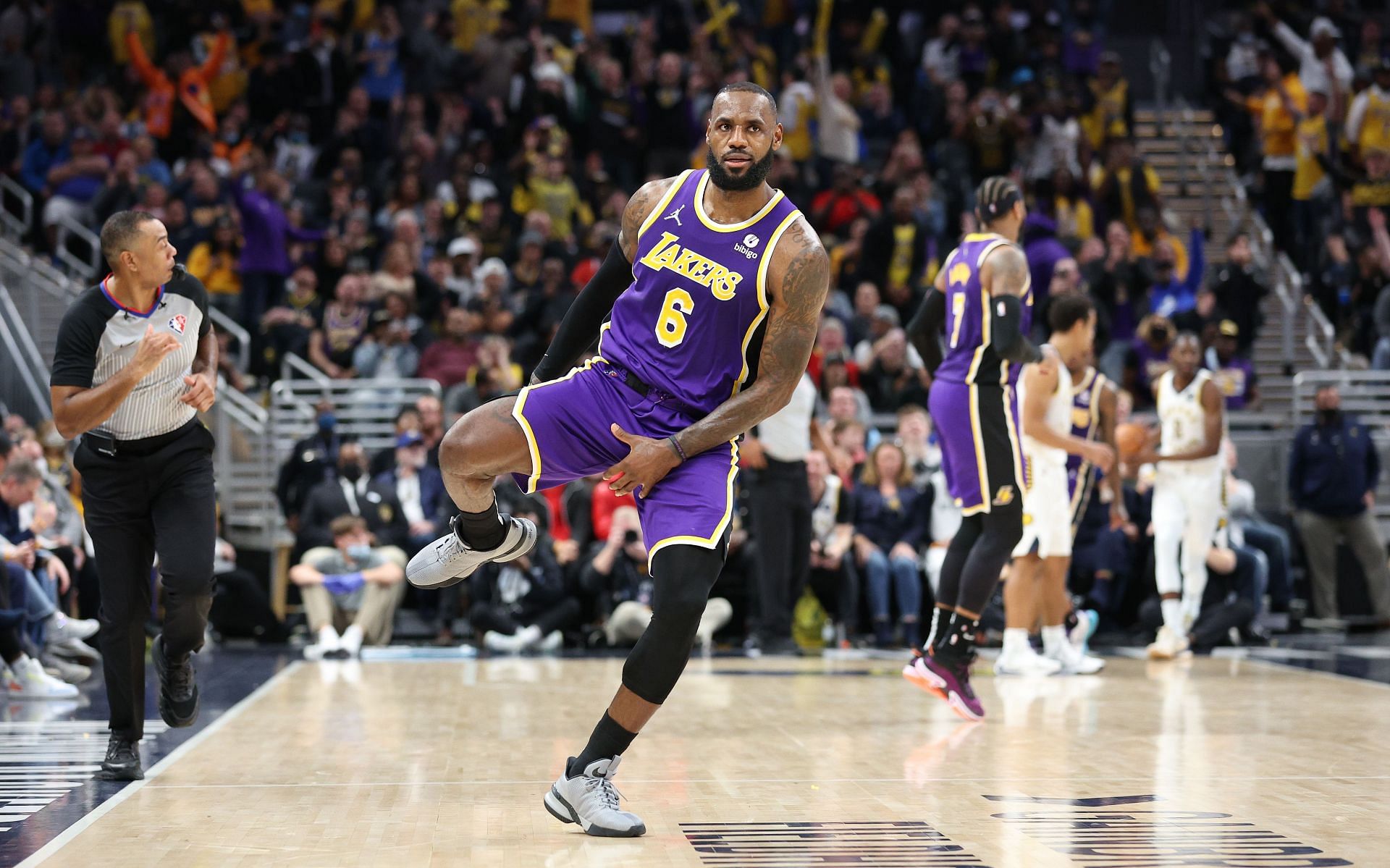 LeBron James celebrates in a win against the Indiana Pacers