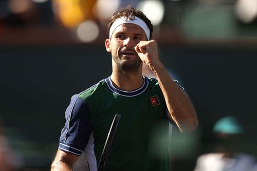 Grigor Dimitrov at the 2021 BNP Paribas Open.