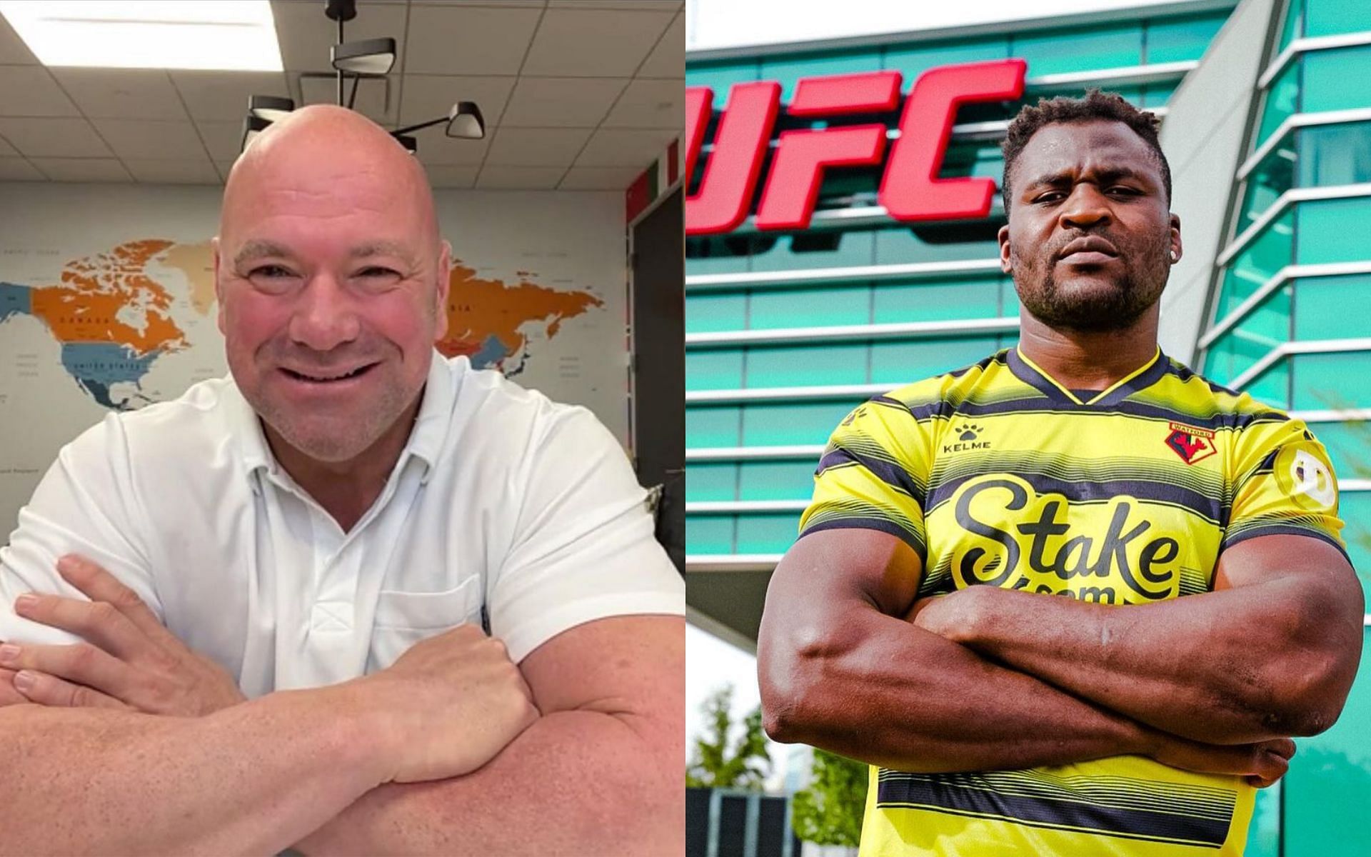 Dana White (left) and Francis Ngannou (right) [Image Courtesy: @teddy_atlas and @francisngannou on Instagram]