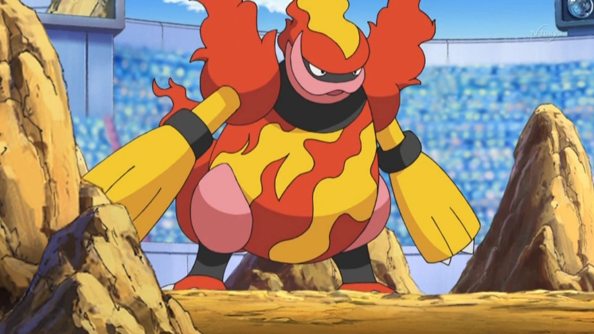 Magmortar as it appears in the anime (Image via The Pokemon Company)