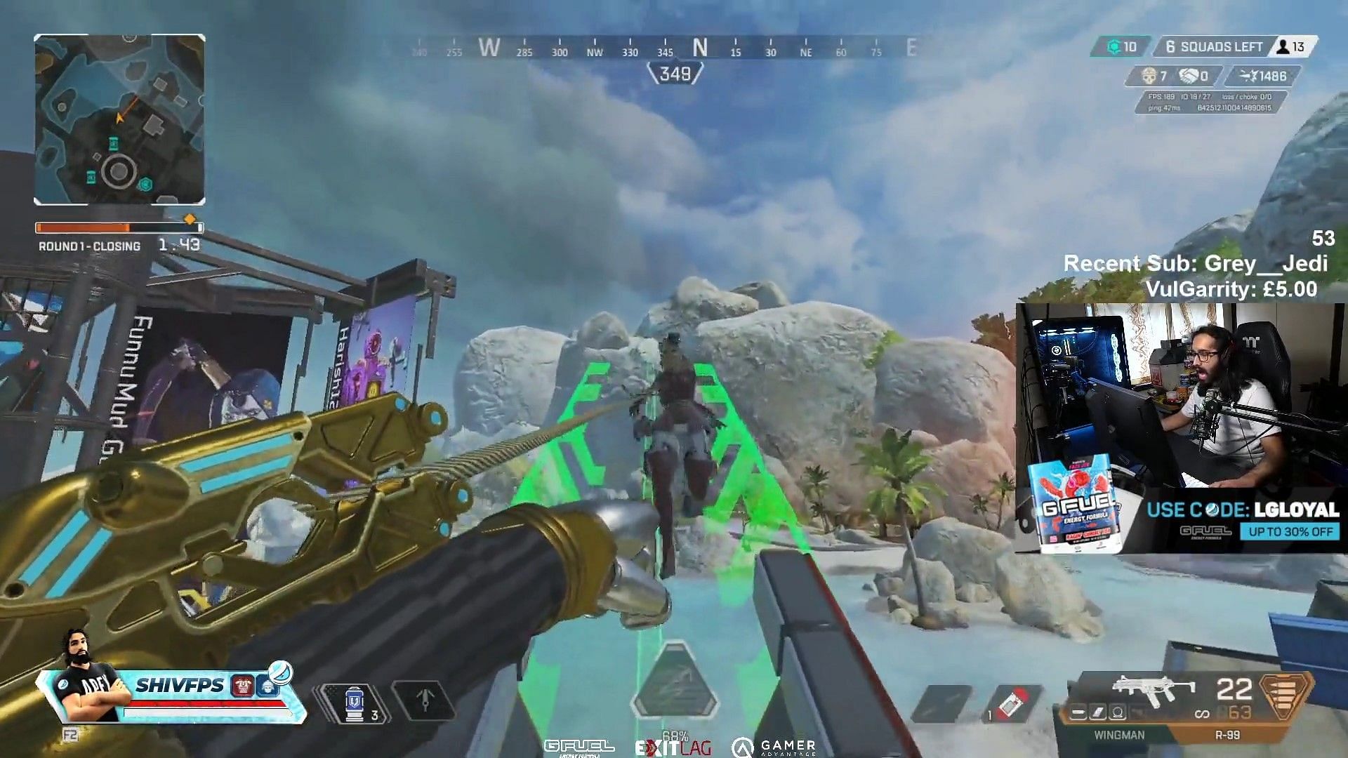 ShivFPS showcases his unreal skill with this insane Pathfinder play (Image via Twitch/ShivFPS)