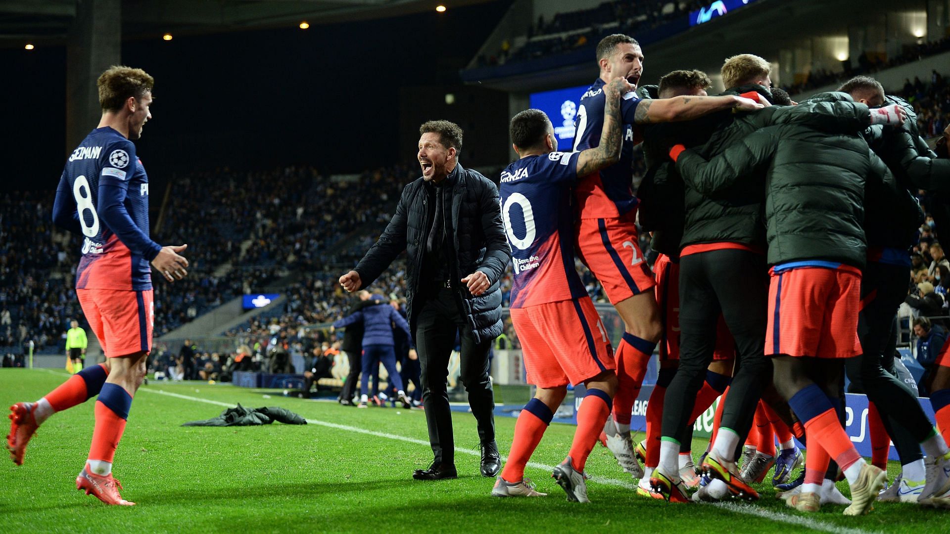 Atletico Madrid players celebrate during their win over Porto.