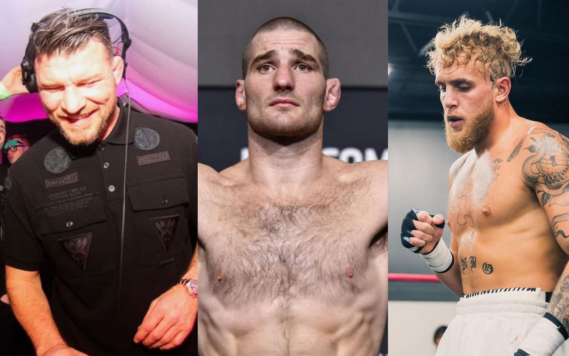 Michael Bisping (left), Sean Strickland (middle), Jake Paul (right) [Image Courtesy: @mikebisping, @ufc, and @jakepaul]