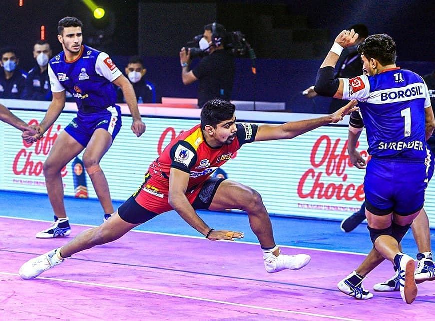 Pawan Kumar Sehrawat was in excellent form against the Haryana Steelers (Image: Pro Kabaddi/Instagram)