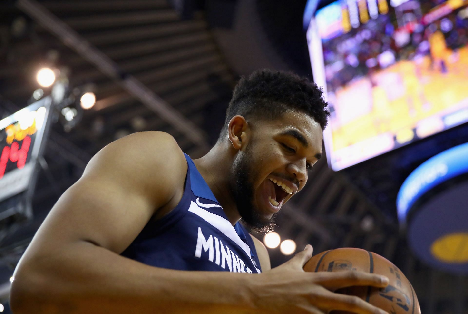 Karl-Anthony Towns #32 of the Minnesota Timberwolves in 2018.